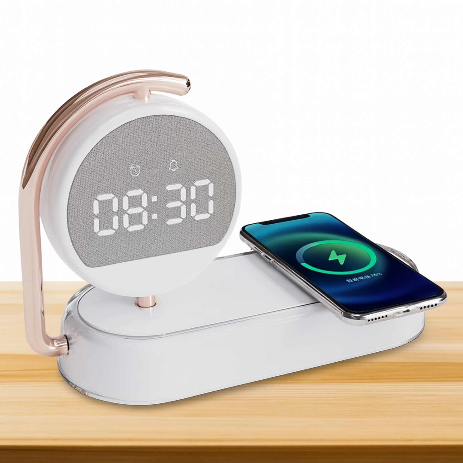 Digital Clock With 15 w Wireless Charger & Night Lamp