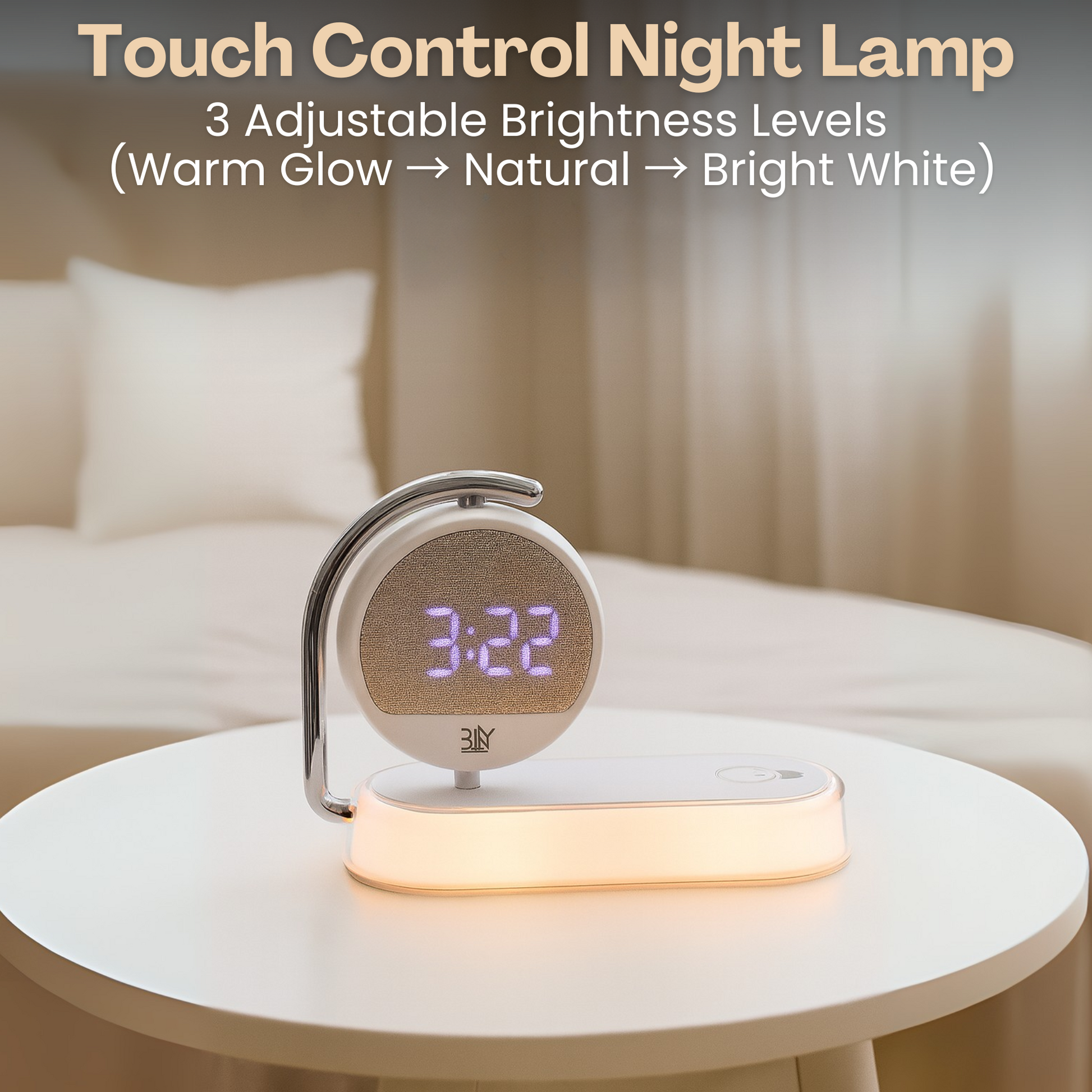 Digital Clock With 15 w Wireless Charger & Night Lamp